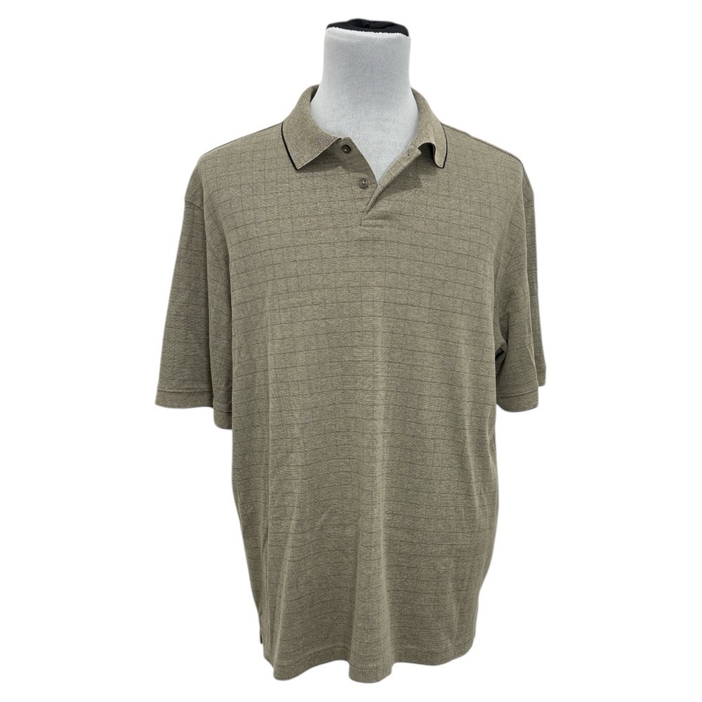 Haggar Men's Brown Polo Plaid Short Sleeve Shirt Cotton Blend Size XXL